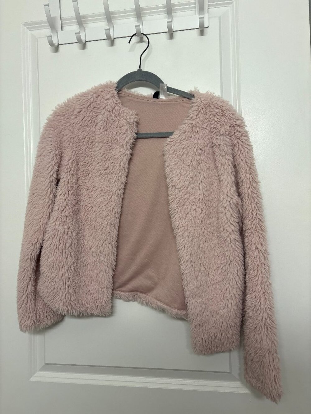 Fluffy Pink Cropped Jacket